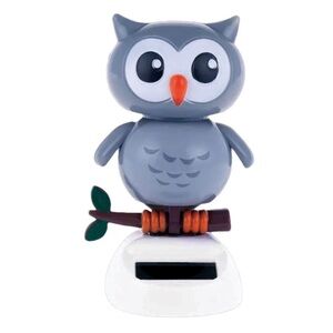 Gray Owl Decorative Solar-Powered Dashboard Figurine
